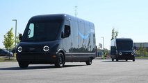 Amazon Electric Delivery Vehicles at Amazon logistics center