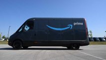 Amazon Electric Delivery Vehicles at Amazon logistics center